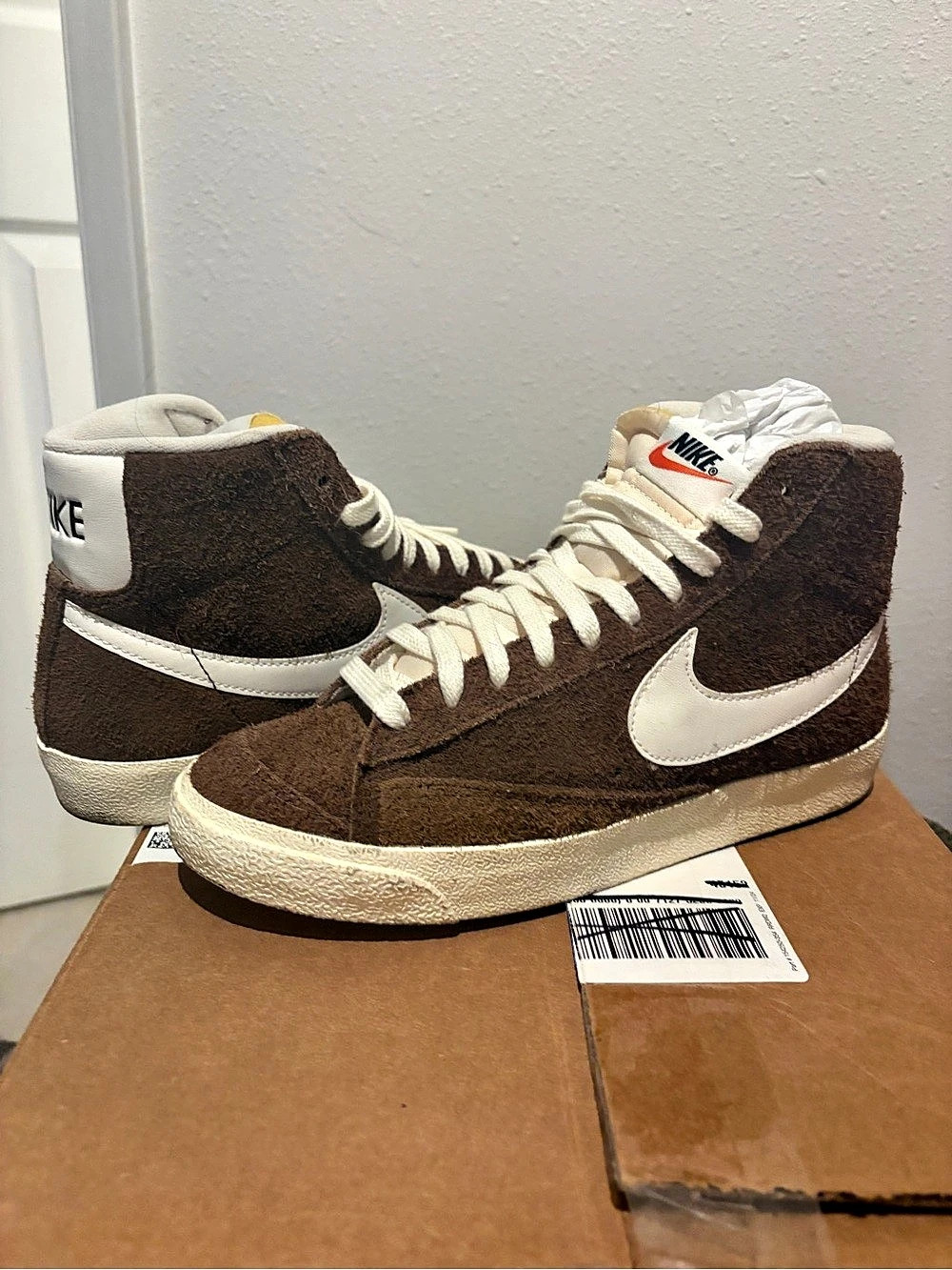 Nike Blazer Mid '77 High-Top Sneakers Brown & White US 8.5